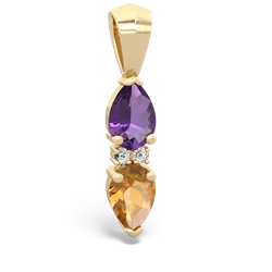 Amethyst Bowtie Drop 14K Yellow Gold pendant P0865