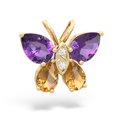 Amethyst Butterfly 14K Yellow Gold pendant P2215