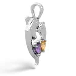 Amethyst Dolphin Heart 14K White Gold pendant P5820