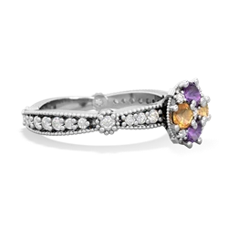 Amethyst Sparkling Tiara Cluster 14K White Gold ring R26293RD