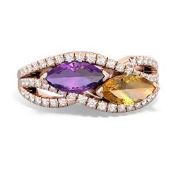 Amethyst Diamond Rivers 14K Rose Gold ring R3070