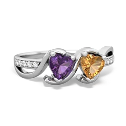 Amethyst Side By Side 14K White Gold ring R3090