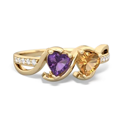 Amethyst Side By Side 14K Yellow Gold ring R3090