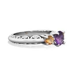 Amethyst Art Deco Eternal Embrace Engagement 14K White Gold ring C2003