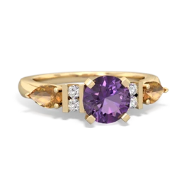 Amethyst 6Mm Round Eternal Embrace Engagement 14K Yellow Gold ring R2005