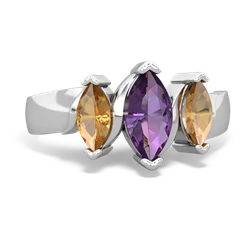 Amethyst Three Peeks 14K White Gold ring R2433