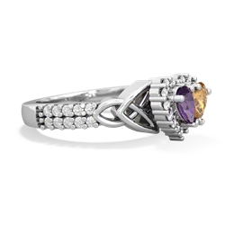 Amethyst Celtic Knot Two Hearts As One 14K White Gold ring R2644HRT