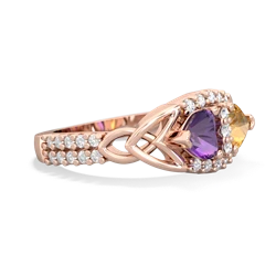 Amethyst Sparkling Celtic Knot 14K Rose Gold ring R2645