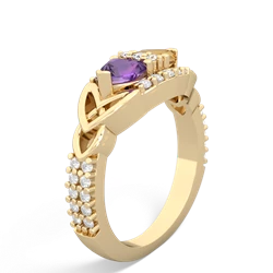 Amethyst Sparkling Celtic Knot 14K Yellow Gold ring R2645