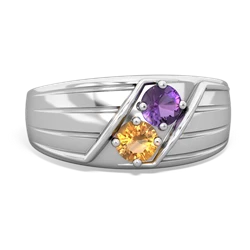 Amethyst Men's Streamline 14K White Gold ring R0460