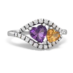 Amethyst Mother And Child 14K White Gold ring R3010