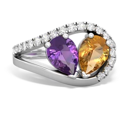 Amethyst Nestled Heart Keepsake 14K White Gold ring R5650