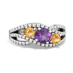 Amethyst Three Stone Aurora 14K White Gold ring R3080