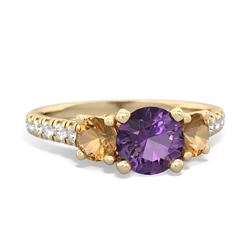 Amethyst Pave Trellis 14K Yellow Gold ring R5500