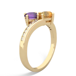 Amethyst Channel Set Two Stone 14K Yellow Gold ring R5303