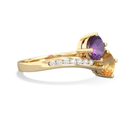 Amethyst Channel Set Two Stone 14K Yellow Gold ring R5303