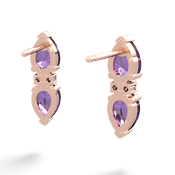 Amethyst Bowtie Drop 14K Rose Gold earrings E0865