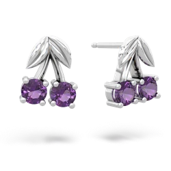 Amethyst Sweet Cherries 14K White Gold earrings E7001