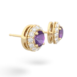 Amethyst Diamond Halo 14K Yellow Gold earrings E5370