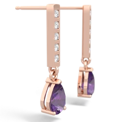 Amethyst Art Deco Diamond Drop 14K Rose Gold earrings E5324