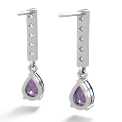 Amethyst Art Deco Diamond Drop 14K White Gold earrings E5324