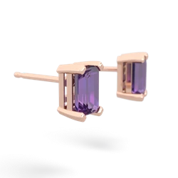 Amethyst 6X4mm Emerald-Cut Stud 14K Rose Gold earrings E1855