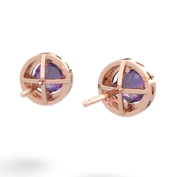 Amethyst Halo 14K Rose Gold earrings E5320