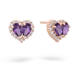 Amethyst Halo 14K Rose Gold earrings E7008