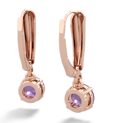 Amethyst 6Mm  Round Lever Back 14K Rose Gold earrings E2786