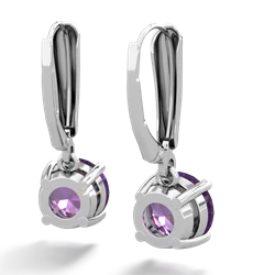 Amethyst 8Mm  Round Lever Back 14K White Gold earrings E2788