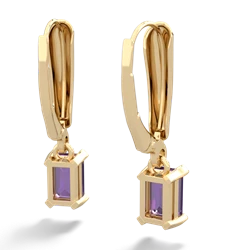 Amethyst 6X4mm Emerald-Cut Lever Back 14K Yellow Gold earrings E2855