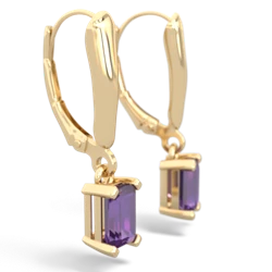 Amethyst 6X4mm Emerald-Cut Lever Back 14K Yellow Gold earrings E2855