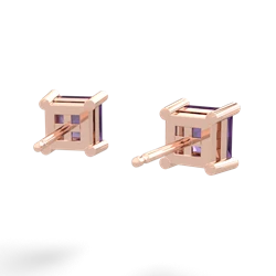 Amethyst 5Mm Princess Cut Stud 14K Rose Gold earrings E1789