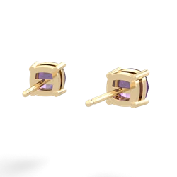 Amethyst 5Mm Checkerboard Cushion Stud 14K Yellow Gold earrings E1795