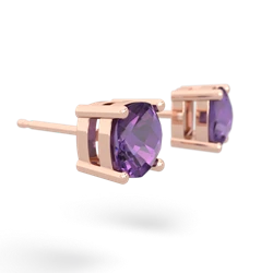 Amethyst 6Mm Checkerboard Cushion Stud 14K Rose Gold earrings E1796