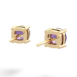 Amethyst 6Mm Checkerboard Cushion Stud 14K Yellow Gold earrings E1796