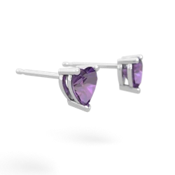 Amethyst 5Mm Heart Stud 14K White Gold earrings E1861