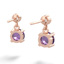 Amethyst Diamond Drop 6Mm Round 14K Rose Gold earrings E1986