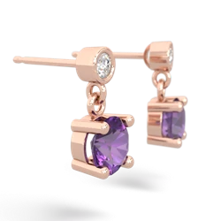 Amethyst Diamond Drop 6Mm Round 14K Rose Gold earrings E1986