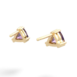 Amethyst 5Mm Trillion Stud 14K Yellow Gold earrings E1858