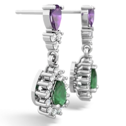 Amethyst Halo Pear Dangle 14K White Gold earrings E1882