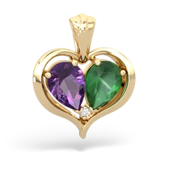 Amethyst Two Become One 14K Yellow Gold pendant P5330