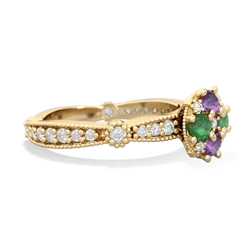 Amethyst Sparkling Tiara Cluster 14K Yellow Gold ring R26293RD