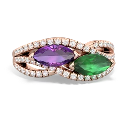 Amethyst Diamond Rivers 14K Rose Gold ring R3070