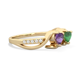 Amethyst Side By Side 14K Yellow Gold ring R3090