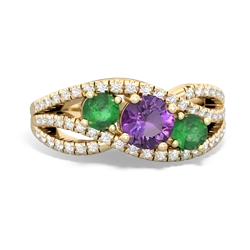 Amethyst Three Stone Aurora 14K Yellow Gold ring R3080