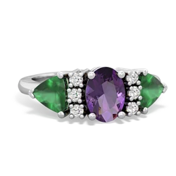 Amethyst Antique Style Three Stone 14K White Gold ring R2186