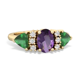 Amethyst Antique Style Three Stone 14K Yellow Gold ring R2186