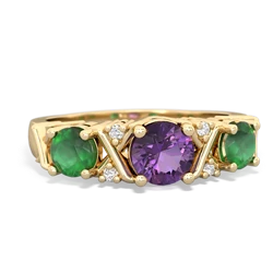 Amethyst Hugs And Kisses 14K Yellow Gold ring R5016