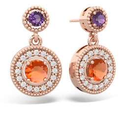 Amethyst Halo Dangle 14K Rose Gold earrings E5319